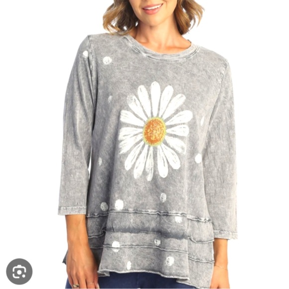 Jess & Jane Tunic Top Floral Artsy USA Polka Dot Small Green Daisy - Picture 6 of 6